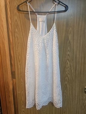Everly White Geometric Lace Racerback Mini Dress